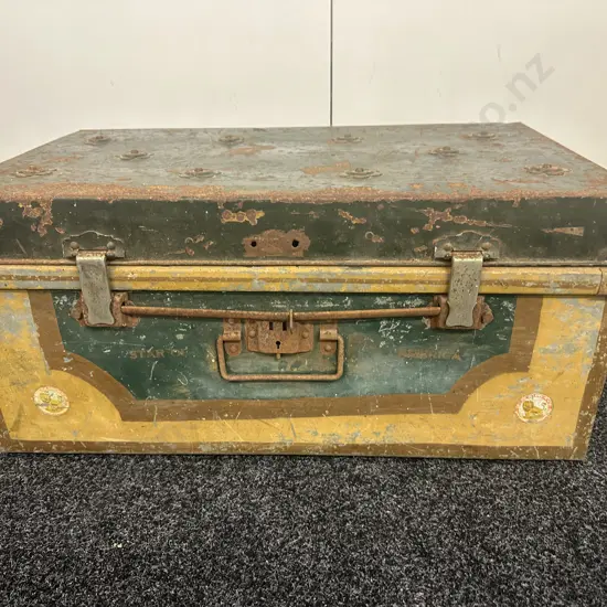 Vintage Yoon Sin Steel Trunk H35 W77 D42cm.