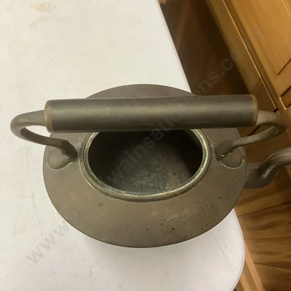 Antique French Copper Tea Kettle with Brass Finial and Gooseneck Spout. 22 x 23cm Image 1++