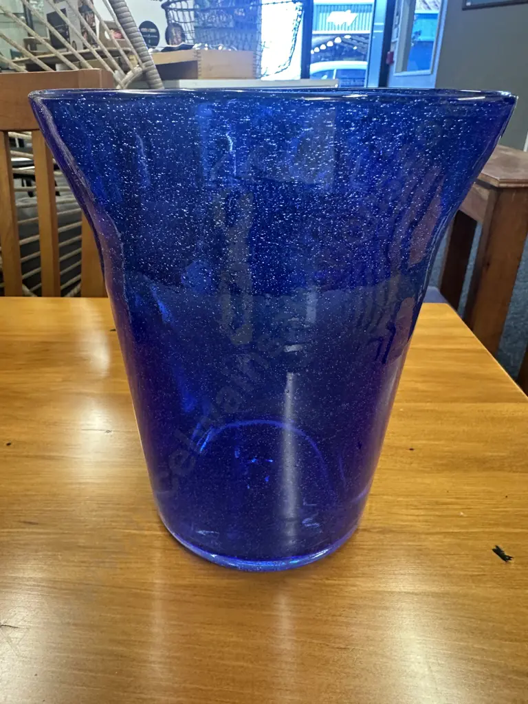Blenko Style Vase In Colbalt Blue H22.5cm. Image 1++