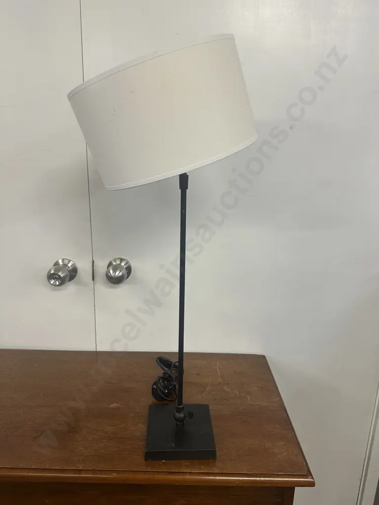 Table Lamp Double Tilt With Cream Shade H66cm. Image 1++