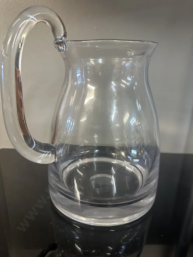 Vintage Clear Glass Hand Blown Pitcher. H23cm Image 1++