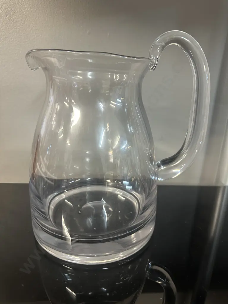 Vintage Clear Glass Hand Blown Pitcher. H23cm Image 1++