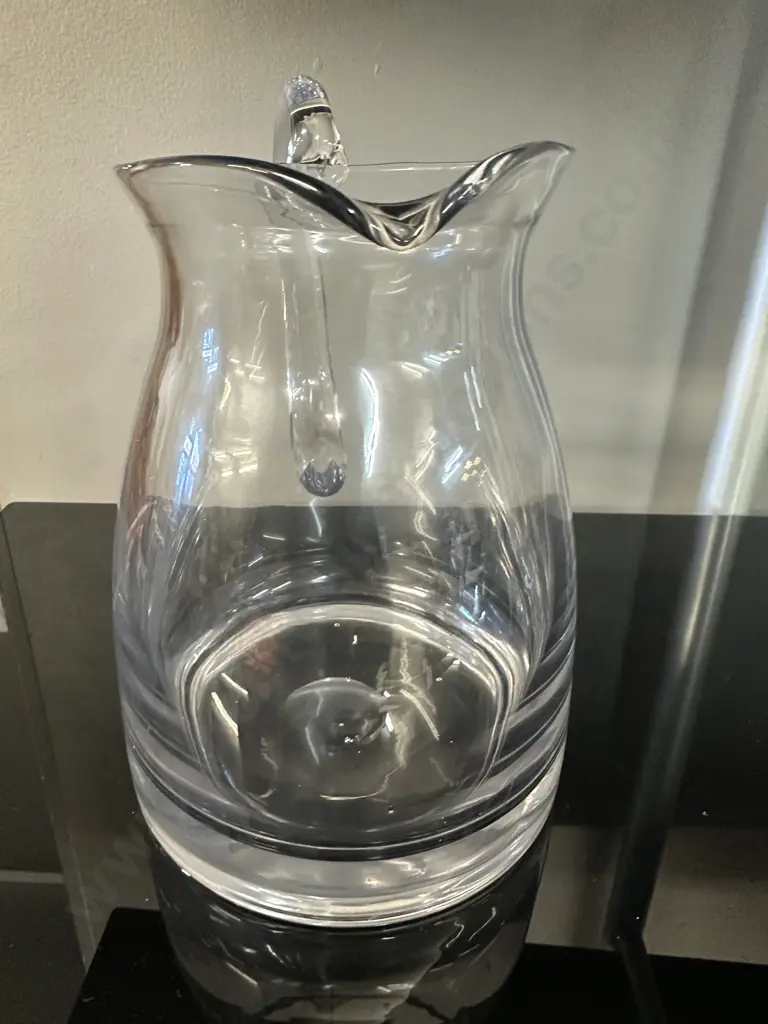 Vintage Clear Glass Hand Blown Pitcher. H23cm Image 1++
