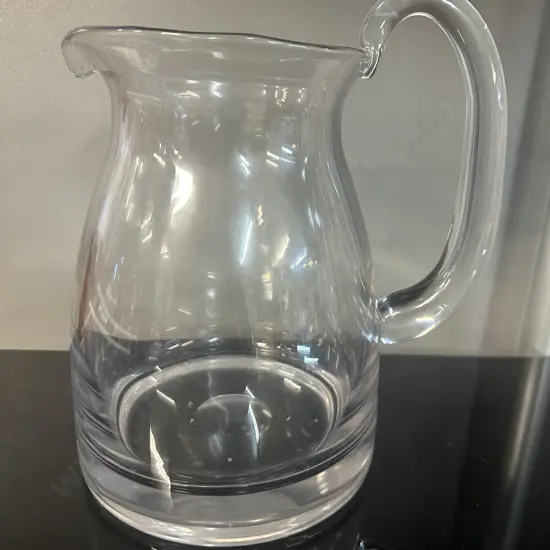 Vintage Clear Glass Hand Blown Pitcher. H23cm