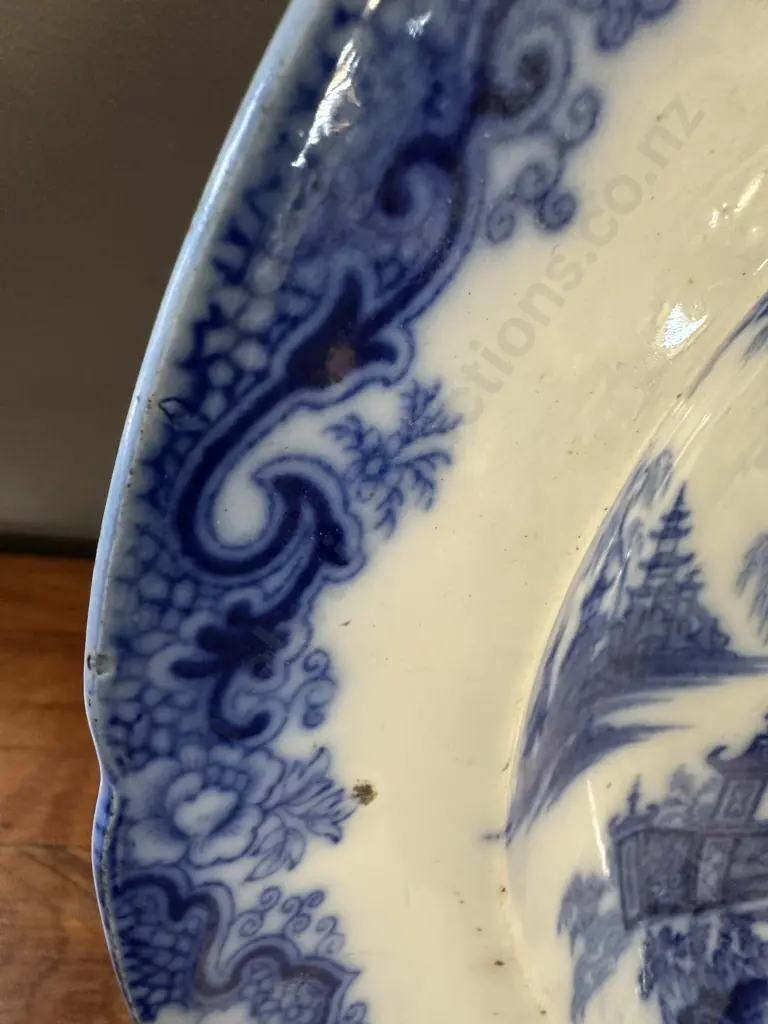 Vintage Dillwyn & Co Blue & White Whampoa Bowl Dia27.5 Image 1++