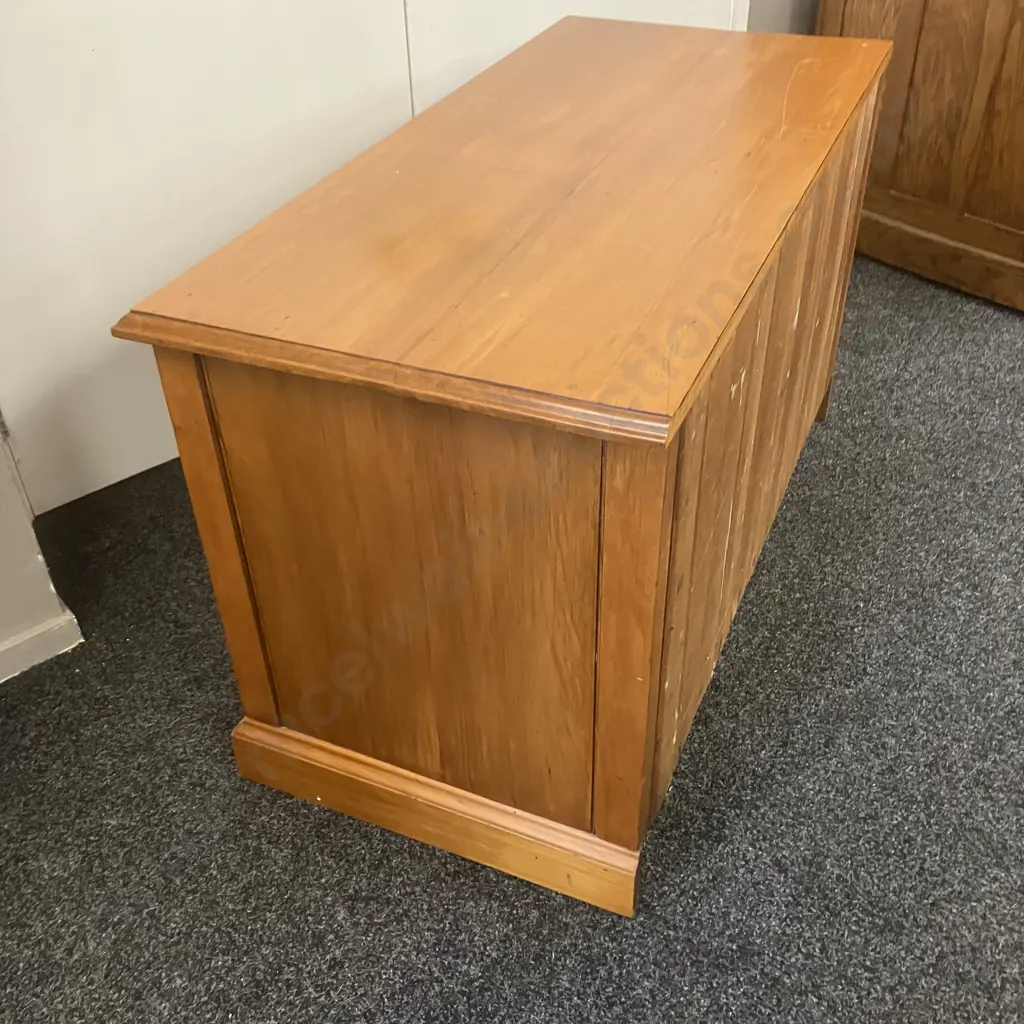 Kauri 3 Drawer Chest, Tongue & Groove Back. H66 W114 D53cm Image 1++