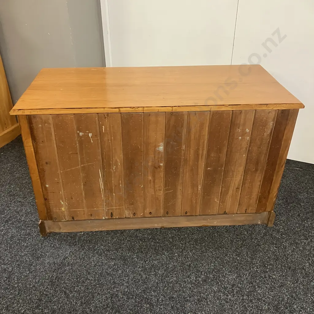 Kauri 3 Drawer Chest, Tongue & Groove Back. H66 W114 D53cm Image 1++