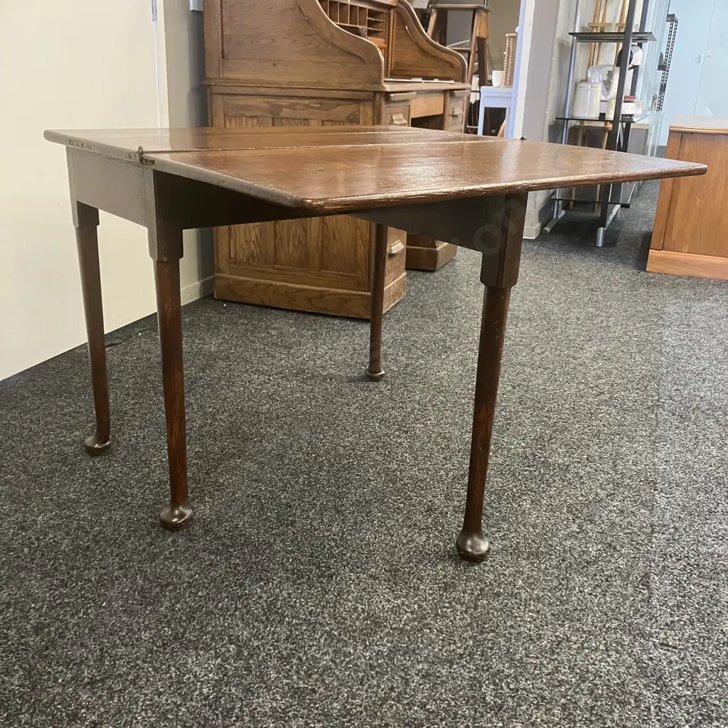 Antique George II Period Oak Fold-over Games Table. H71 W45 / 90 D92cm (As Found) Image 1++