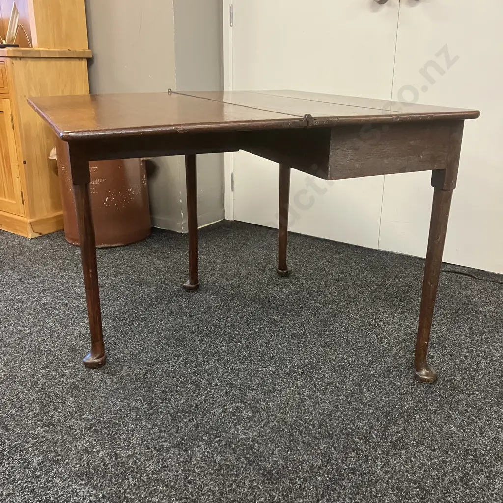 Antique George II Period Oak Fold-over Games Table. H71 W45 / 90 D92cm (As Found) Image 1++