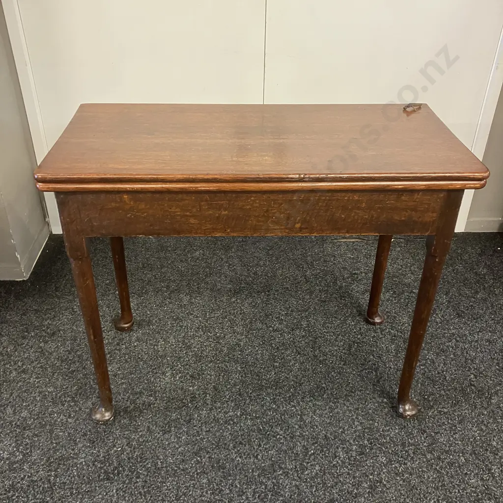 Antique George II Period Oak Fold-over Games Table. H71 W45 / 90 D92cm (As Found) Image 1++