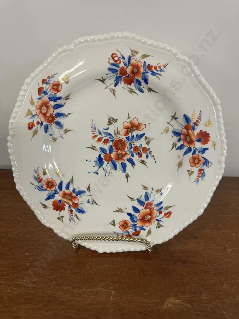 Antique Early 19th C Derby Porcelain Plate In An Imari Pattern Floral Sprig Dia26cm. Image 1++
