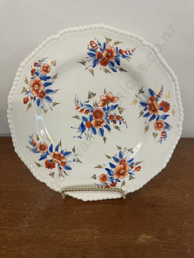 Antique Early 19th C Derby Porcelain Plate In An Imari Pattern Floral Sprig Dia26cm. Image 1++
