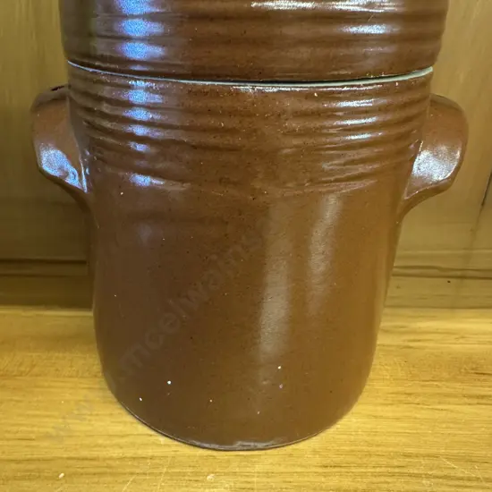 Vintage Pottery Condiments Stoneware Jar With Lid. H15cm