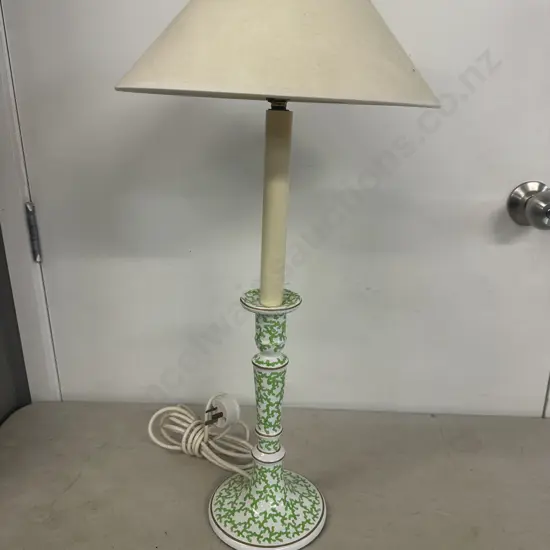 Vintage Table Lamp Ceramic Base With Cream Shade Candle Detail H60cm.