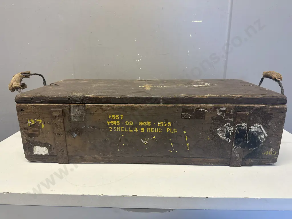 Vintage Wooden Military Ammunition Box H19 W70 D32cm. Image 1++