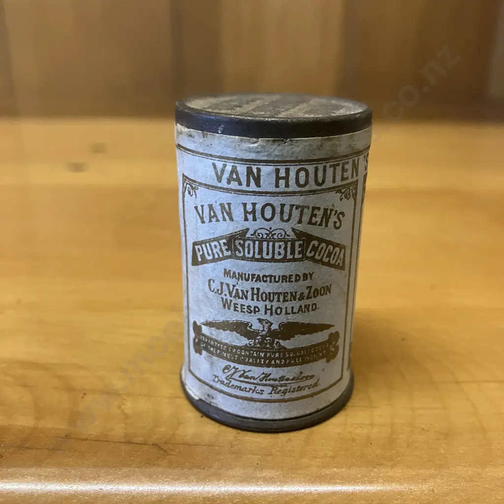 Antique Rare Van Houtens Pure Soluble Cocoa Sample Tin c1800s C.J. Van Houten & Zoon, Holland Image 1++