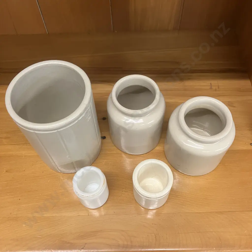 Stoneware Crocks & Pottles With Milk Ware Glass Jar Image 1++