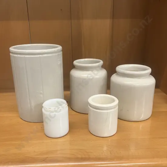 Stoneware Crocks & Pottles With Milk Ware Glass Jar