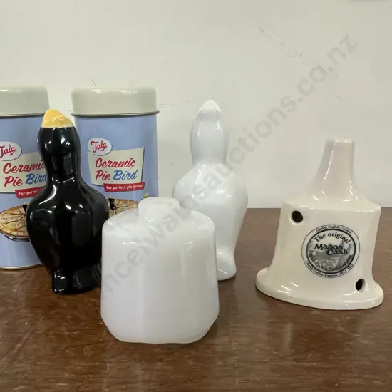 Vintage Pie Funnels Including Mason Cash, Tala, Ceramic Bird Etc