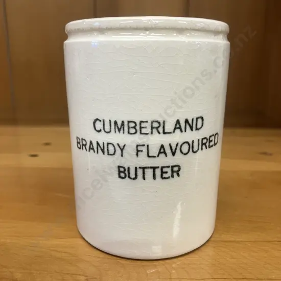 Antique Cumberland Brandy Flavoured Butter Pot – English Advertising Jar, c1900. 9.5 x 7cm