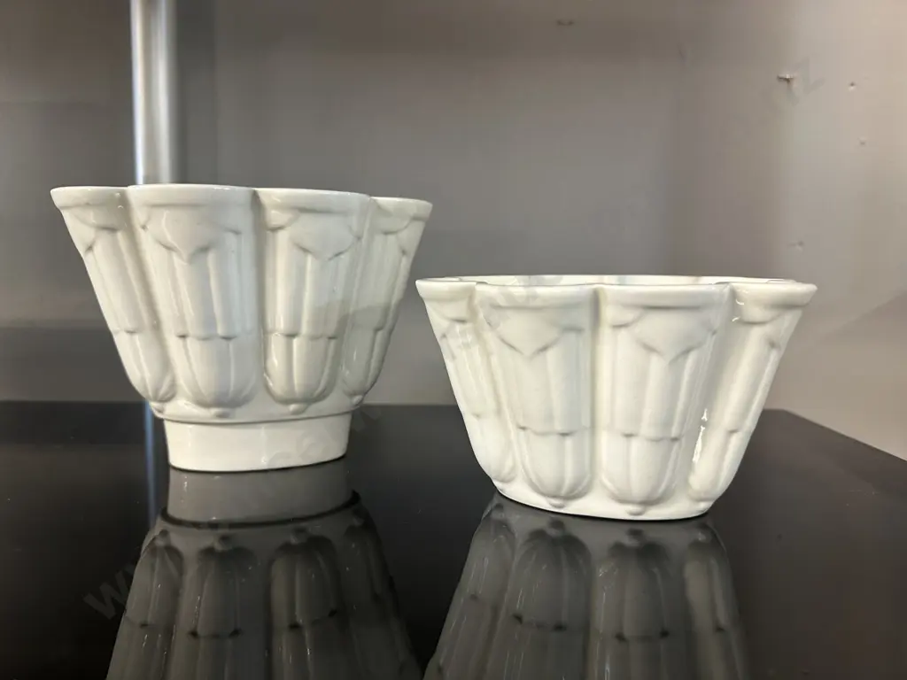 Art Deco Shelly Ceramic Jelly Moulds Ritz Pattern Image 1++