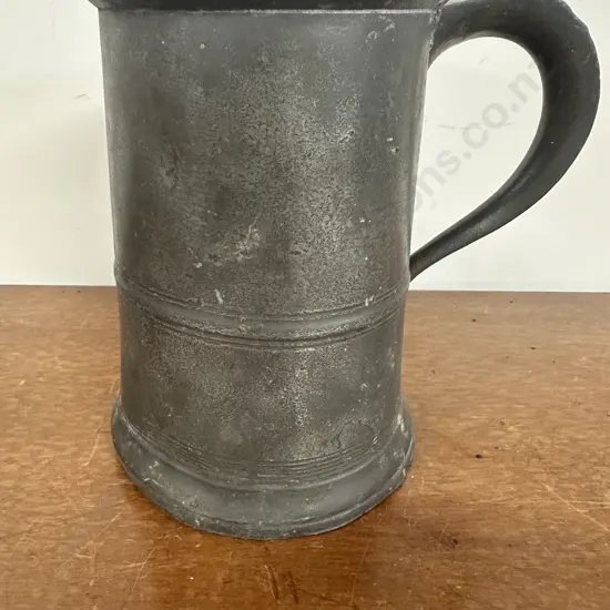 Victorian Pewter Tankard Quart Circa 1850