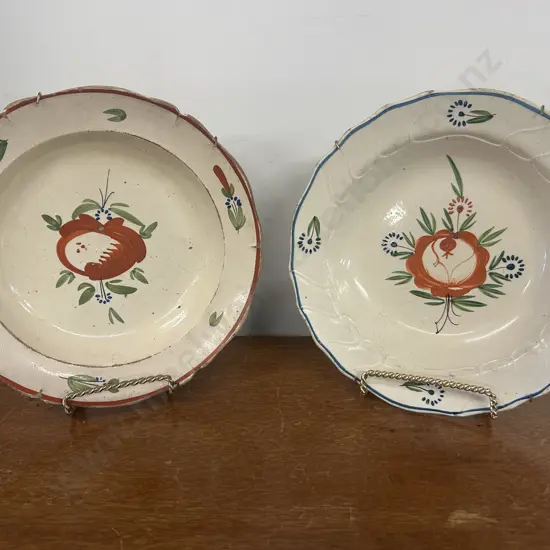 French Wall Hanging Hand Painted Plates With Floral Motifs Dia23cm.