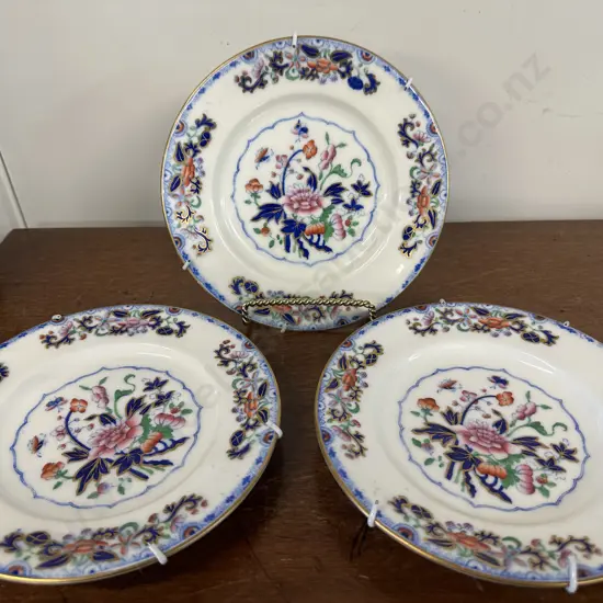 Set Of Three Antique Grainger & Lee Worcester Plates Dia20cm.