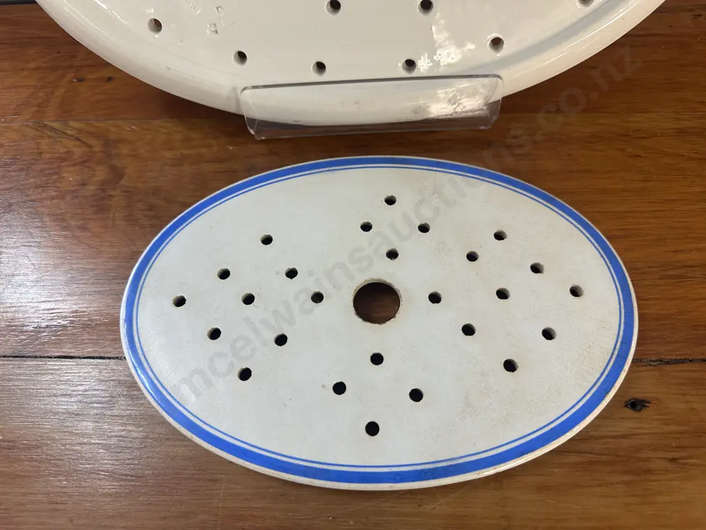 Circa 1840 Copeland Ironstone Meat-Draining Dish L33,W24cm With Small Blue & White Dish L22,W15cm. Image 1++
