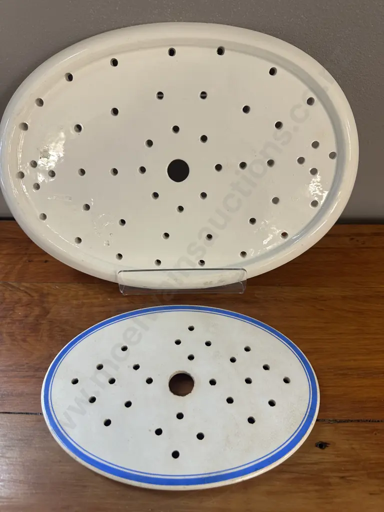 Circa 1840 Copeland Ironstone Meat-Draining Dish L33,W24cm With Small Blue & White Dish L22,W15cm. Image 1++