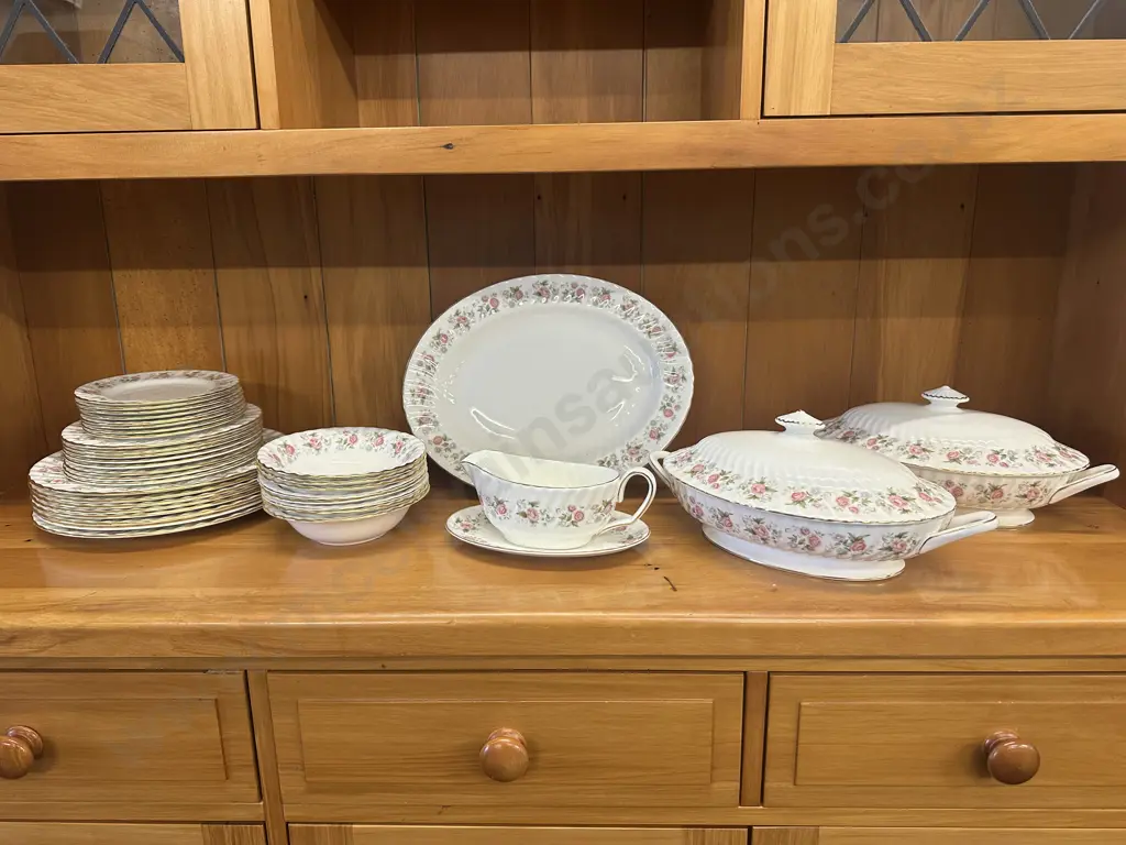 Minton Dinnerware 'Spring Bouquet' 36 Pieces Including Lidded Serving Dishes, Oval Meat Platter & Gravy Boat Image 1++