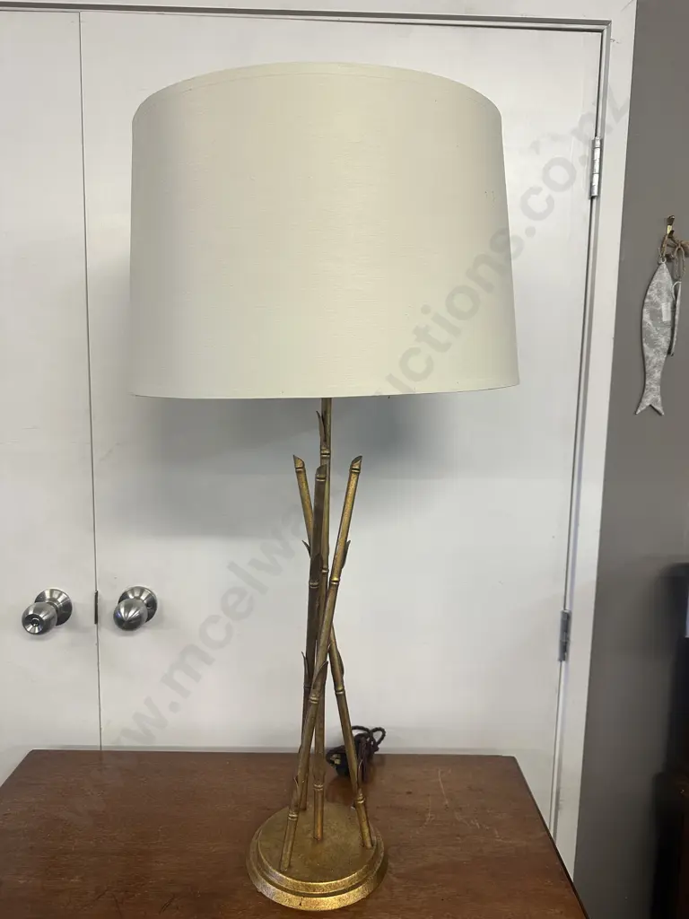 Porta Romana Table Lamp With Bamboo Tripod Base, Burnished Copper. H89cm Image 1++