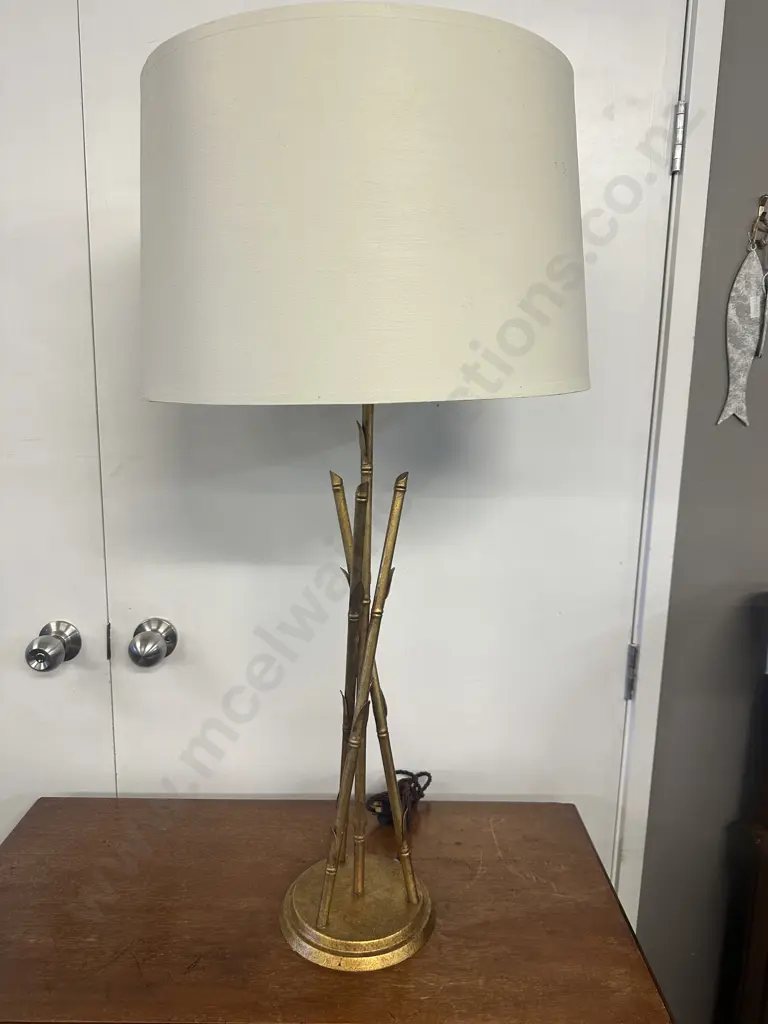 Porta Romana Table Lamp With Bamboo Tripod Base, Burnished Copper. H89cm Image 1++