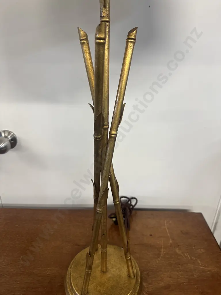 Porta Romana Table Lamp With Bamboo Tripod Base, Burnished Copper. H89cm Image 1++