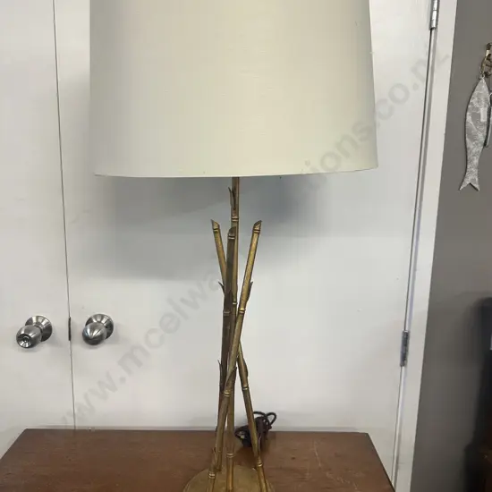 Porta Romana Table Lamp With Bamboo Tripod Base, Burnished Copper. H89cm
