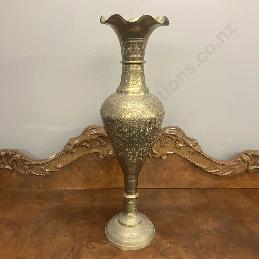 Tall 74cm Vintage Ornate Solid Brass Vase Image 1++