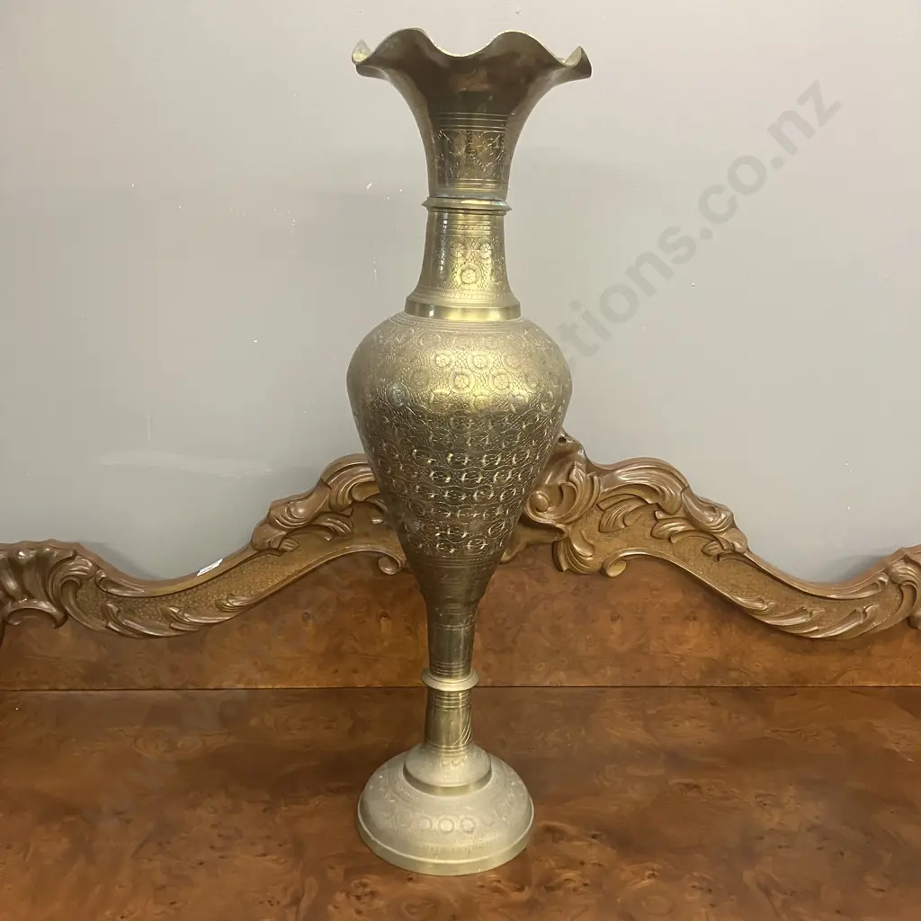 Tall 74cm Vintage Ornate Solid Brass Vase Image 1++