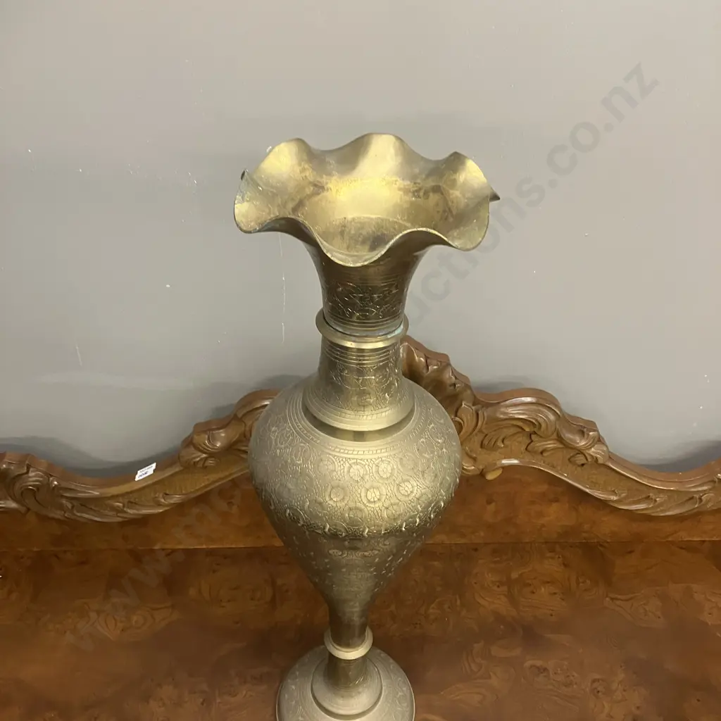 Tall 74cm Vintage Ornate Solid Brass Vase Image 1++