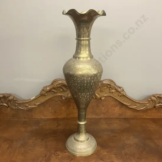 Tall 74cm Vintage Ornate Solid Brass Vase