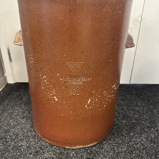 Antique Large German Muskau Armin-Und-Leissnaer 50 Litre Stoneware Pot H57,Dia41cm.