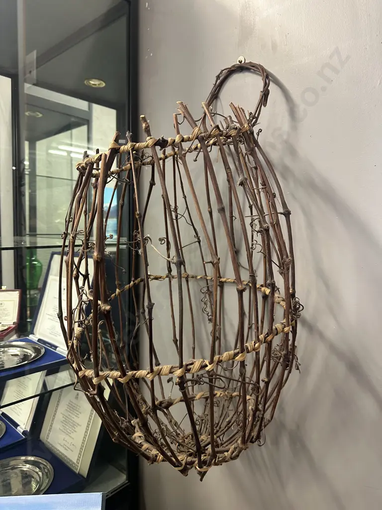 Vintage Grape Vine Wall Hung Basket H60cm. Image 1++