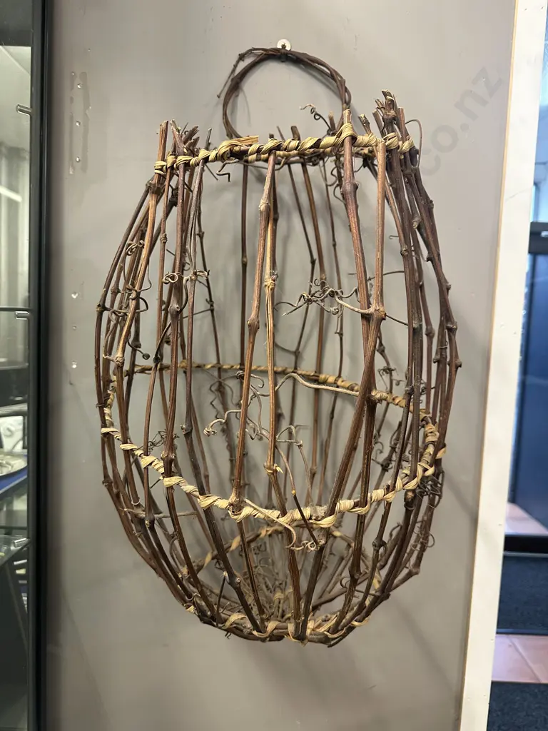 Vintage Grape Vine Wall Hung Basket H60cm. Image 1++