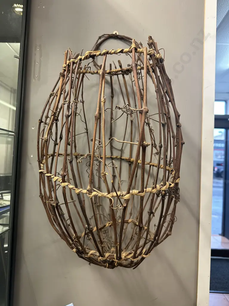 Vintage Grape Vine Wall Hung Basket H60cm. Image 1++