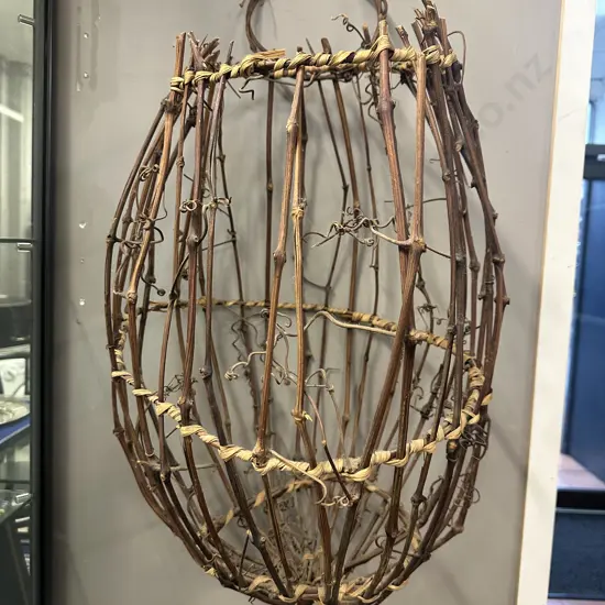 Vintage Grape Vine Wall Hung Basket H60cm.