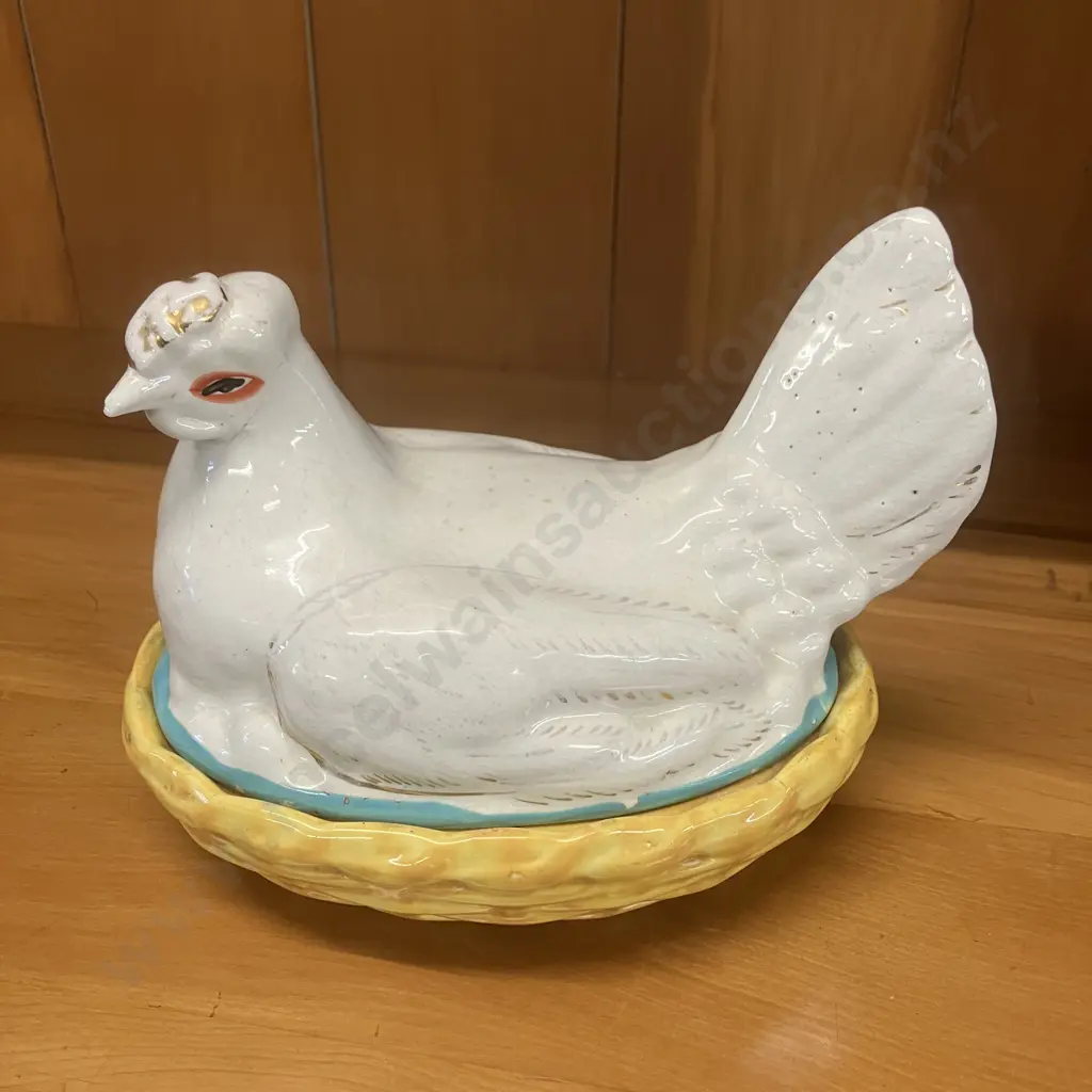 Antique 19th Century Staffordshire Hen On Nest Covered Tureen. 15 x 20cm (As Found) Image 1++