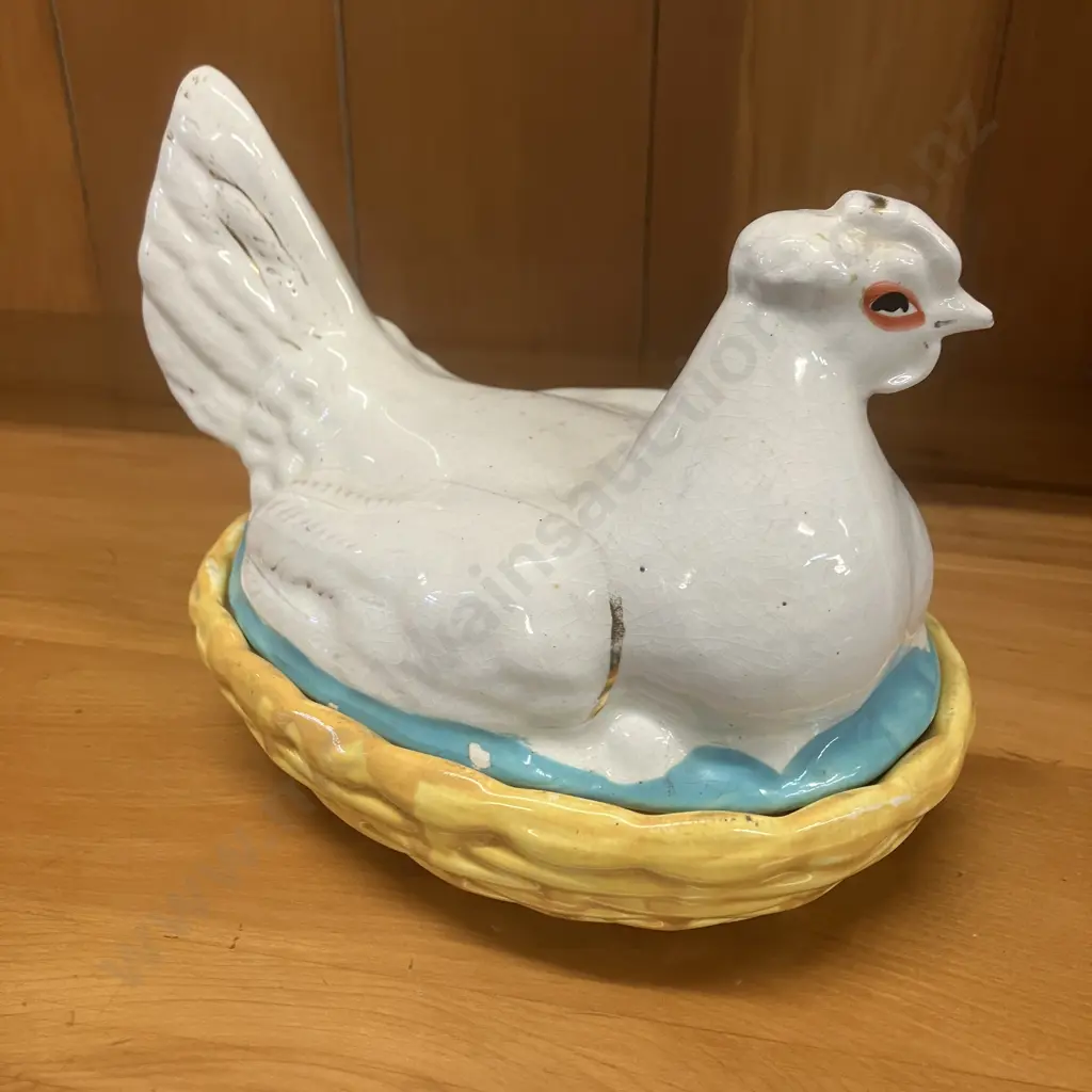 Antique 19th Century Staffordshire Hen On Nest Covered Tureen. 15 x 20cm (As Found) Image 1++
