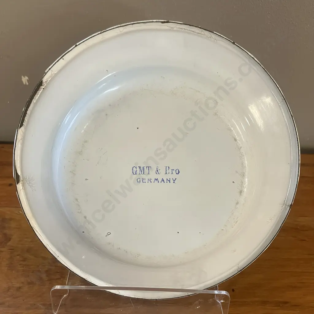 Rare Antique Enamelware Childs Early Learning Plate Clock, Numbers & Alphabet - GMT & Bro Germany. 20cm Image 1++