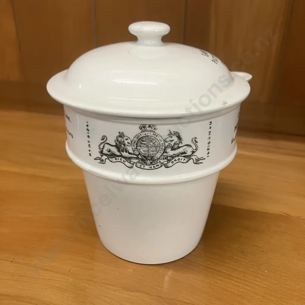 Antique 1860s - 1880s Samuel Clarke's 'Pyramid' Food Warmer Porcelain Pot With Lid. Regd. No.91241 Image 1++