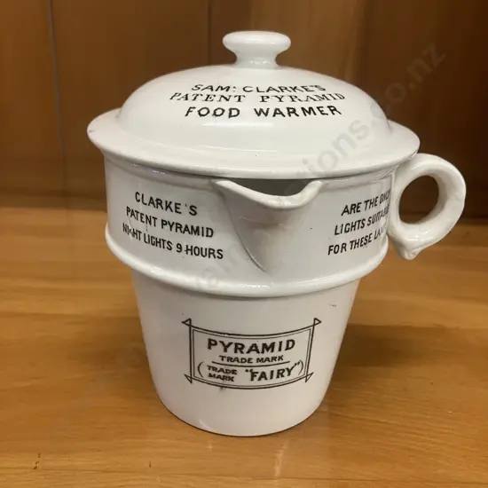Antique 1860s - 1880s Samuel Clarke's 'Pyramid' Food Warmer Porcelain Pot With Lid. Regd. No.91241