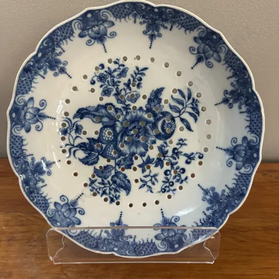 Rare Antique Worcester Porcelain Pine Cone Strawberry / Cress Straining Dish. 19cm